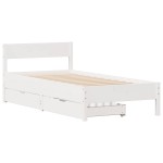 vidaXL Cadru de pat fără saltea, alb, 90x200 cm, lemn masiv pin