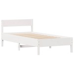 vidaXL Cadru de pat fără saltea, alb, 90x200 cm, lemn masiv pin