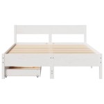 vidaXL Cadru de pat fără saltea, alb, 140x190 cm, lemn masiv de pin vidaXL Cadru de pat fără saltea, alb, 140x190 cm, lemn masiv de pin