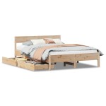 vidaXL Cadru de pat fără saltea, 135x190 cm, lemn masiv de pin