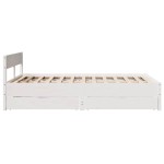 vidaXL Cadru de pat fără saltea, alb, 135x190 cm, lemn masiv de pin