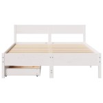 vidaXL Cadru de pat fără saltea, alb, 120x190 cm, lemn masiv pin