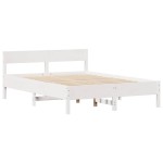 vidaXL Cadru de pat fără saltea, alb, 120x190 cm, lemn masiv pin