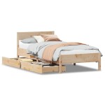 vidaXL Cadru de pat fără saltea, 75x190 cm, lemn masiv de pin