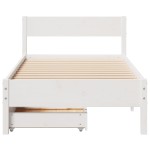vidaXL Cadru de pat fără saltea, alb, 75x190 cm, lemn masiv de pin