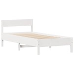 vidaXL Cadru de pat fără saltea, alb, 75x190 cm, lemn masiv de pin
