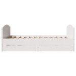 vidaXL Cadru de pat fără saltea, alb, 140x190 cm, lemn masiv de pin
