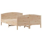 vidaXL Cadru de pat fără saltea, 135x190 cm, lemn masiv de pin