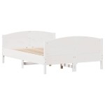 vidaXL Cadru de pat fără saltea, alb, 135x190 cm, lemn masiv de pin