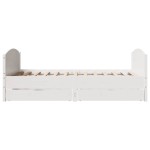 vidaXL Cadru de pat fără saltea, alb, 135x190 cm, lemn masiv de pin