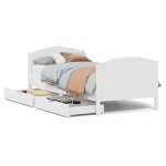 vidaXL Cadru de pat fără saltea, alb, 75x190 cm, lemn masiv de pin