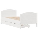 vidaXL Cadru de pat fără saltea, alb, 75x190 cm, lemn masiv de pin