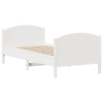 vidaXL Cadru de pat fără saltea, alb, 75x190 cm, lemn masiv de pin