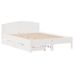 vidaXL Cadru de pat fără saltea, alb, 150x200 cm, lemn masiv pin vidaXL Cadru de pat fără saltea, alb, 150x200 cm, lemn masiv pin