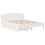 vidaXL Cadru de pat fără saltea, alb, 120x200 cm, lemn masiv pin vidaXL Cadru de pat fără saltea, alb, 120x200 cm, lemn masiv pin
