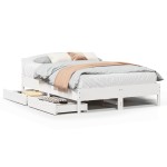 vidaXL Cadru de pat fără saltea, alb, 140x190 cm, lemn masiv de pin