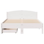 vidaXL Cadru de pat fără saltea, alb, 140x190 cm, lemn masiv de pin