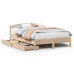 vidaXL Cadru de pat fără saltea, 135x190 cm, lemn masiv de pin