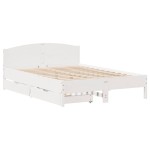 vidaXL Cadru de pat fără saltea, alb, 135x190 cm, lemn masiv de pin vidaXL Cadru de pat fără saltea, alb, 135x190 cm, lemn masiv de pin