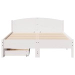 vidaXL Cadru de pat fără saltea, alb, 135x190 cm, lemn masiv de pin vidaXL Cadru de pat fără saltea, alb, 135x190 cm, lemn masiv de pin