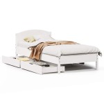 vidaXL Cadru de pat fără saltea, alb, 75x190 cm, lemn masiv de pin