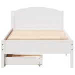 vidaXL Cadru de pat fără saltea, alb, 75x190 cm, lemn masiv de pin