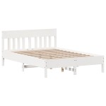 vidaXL Cadru de pat fără saltea, alb, 140x190 cm, lemn masiv de pin