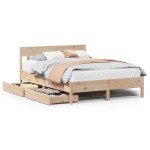 vidaXL Cadru de pat fără saltea, 135x190 cm, lemn masiv de pin