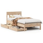 vidaXL Cadru de pat fără saltea, 75x190 cm, lemn masiv de pin