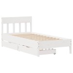vidaXL Cadru de pat fără saltea, alb, 75x190 cm, lemn masiv de pin