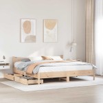 vidaXL Cadru de pat cu sertare, 200x200 cm, lemn masiv pin vidaXL Cadru de pat cu sertare, 200x200 cm, lemn masiv pin