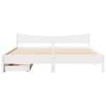 vidaXL Cadru de pat cu sertare, alb, 180x200 cm, lemn masiv pin