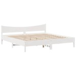 vidaXL Cadru de pat cu sertare, alb, 180x200 cm, lemn masiv pin
