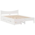 vidaXL Cadru de pat cu sertare, alb, 160x200 cm, lemn masiv pin vidaXL Cadru de pat cu sertare, alb, 160x200 cm, lemn masiv pin