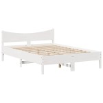 vidaXL Cadru de pat cu sertare, alb, 160x200 cm, lemn masiv pin vidaXL Cadru de pat cu sertare, alb, 160x200 cm, lemn masiv pin
