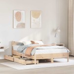 vidaXL Cadru de pat cu sertare, 150x200 cm, lemn masiv pin vidaXL Cadru de pat cu sertare, 150x200 cm, lemn masiv pin
