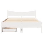 vidaXL Cadru de pat cu sertare, alb, 150x200 cm, lemn masiv pin