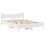 vidaXL Cadru de pat cu sertare, alb, 150x200 cm, lemn masiv pin
