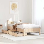 vidaXL Cadru de pat cu sertare, 90x200 cm, lemn masiv pin