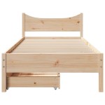 vidaXL Cadru de pat cu sertare, 90x200 cm, lemn masiv pin