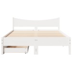 vidaXL Cadru de pat cu sertare, alb, 140x190 cm, lemn masiv de pin