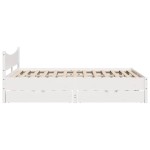 vidaXL Cadru de pat cu sertare, alb, 140x190 cm, lemn masiv de pin