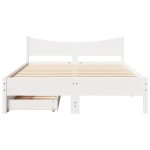 vidaXL Cadru de pat cu sertare, alb, 135x190 cm, lemn masiv de pin vidaXL Cadru de pat cu sertare, alb, 135x190 cm, lemn masiv de pin