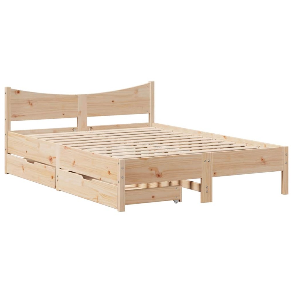 vidaXL Cadru de pat cu sertare, 120x190 cm, lemn masiv pin