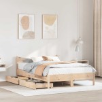 vidaXL Cadru de pat cu sertare, 120x190 cm, lemn masiv pin