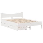 vidaXL Cadru de pat cu sertare, alb, 120x190 cm, lemn masiv pin vidaXL Cadru de pat cu sertare, alb, 120x190 cm, lemn masiv pin