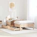 vidaXL Cadru de pat cu sertare, 75x190 cm, lemn masiv de pin vidaXL Cadru de pat cu sertare, 75x190 cm, lemn masiv de pin