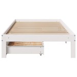 vidaXL Cadru de pat cu sertare, alb, 75x190 cm, lemn masiv de pin vidaXL Cadru de pat cu sertare, alb, 75x190 cm, lemn masiv de pin