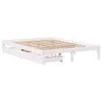 vidaXL Cadru de pat cu sertare, alb, 140x190 cm, lemn masiv de pin vidaXL Cadru de pat cu sertare, alb, 140x190 cm, lemn masiv de pin