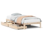 vidaXL Cadru de pat cu sertare, 90x200 cm, lemn masiv pin vidaXL Cadru de pat cu sertare, 90x200 cm, lemn masiv pin